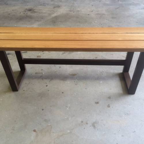 Hardwood Garden Bench with Painted Metal Base