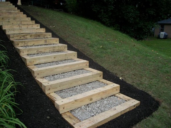 landscaping timber steps