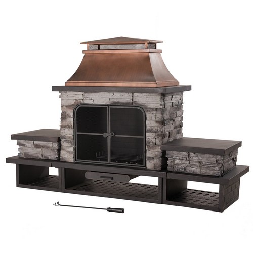 Sunjoy Stone Prefab Outdoor Fireplace Kits 1 