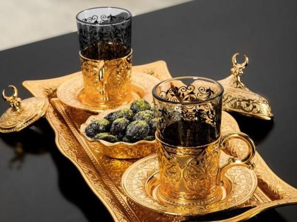 Golden Turkish Tea Glasses Set